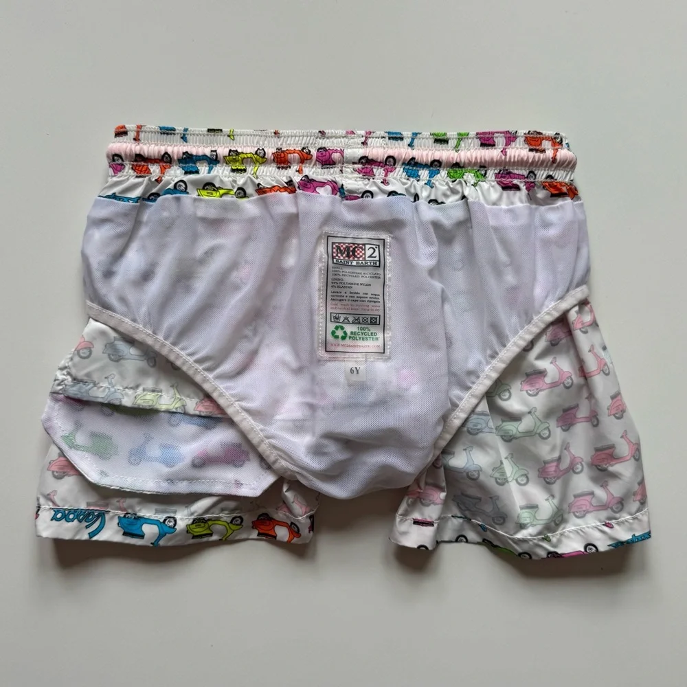 MC2 Saint Barth Boys Lightweight Fabric Swim Shorts Jean Lighting w/ Vespa Print - Picture 12 of 15